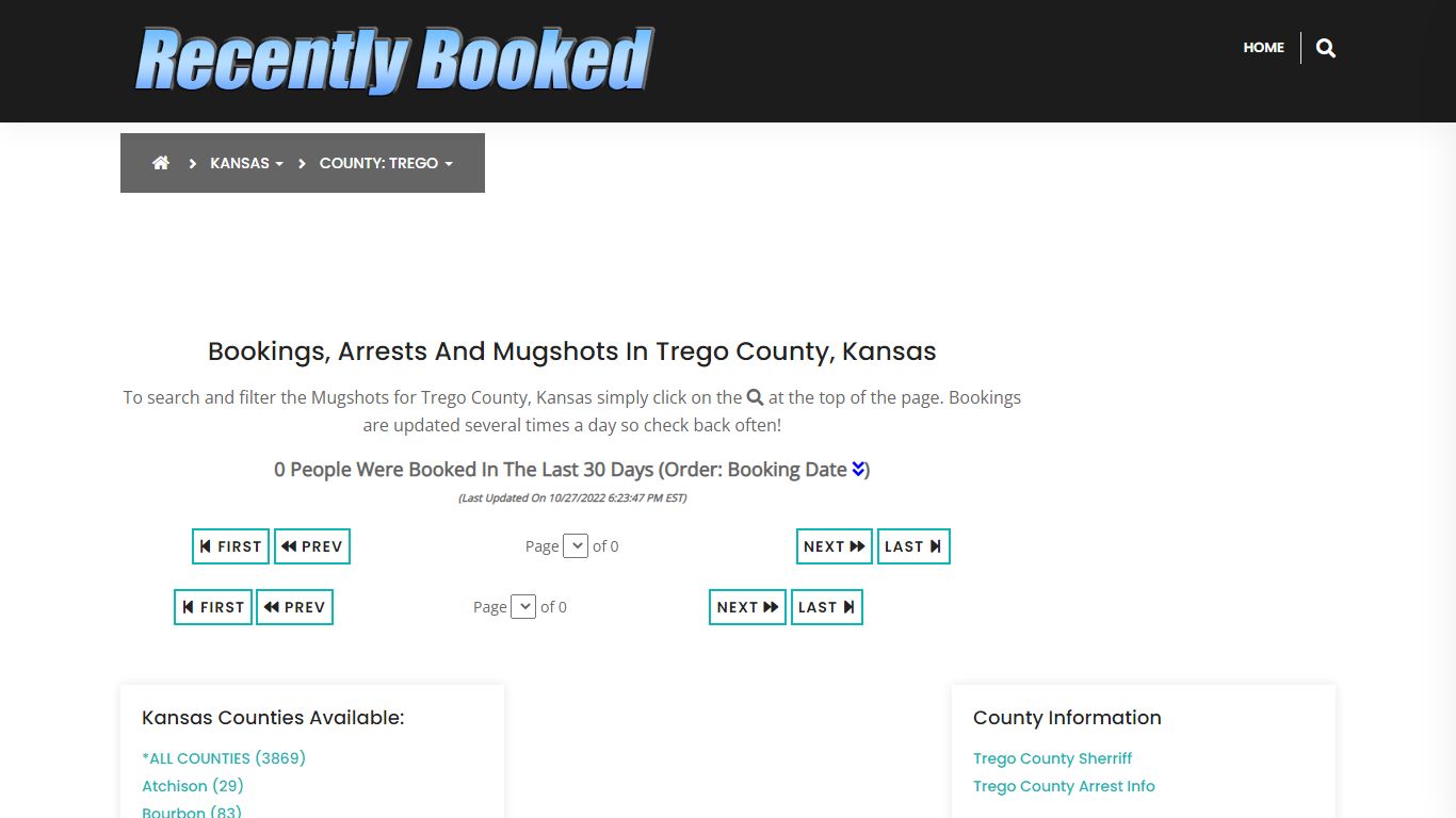 Bookings, Arrests and Mugshots in Trego County, Kansas - Recently Booked