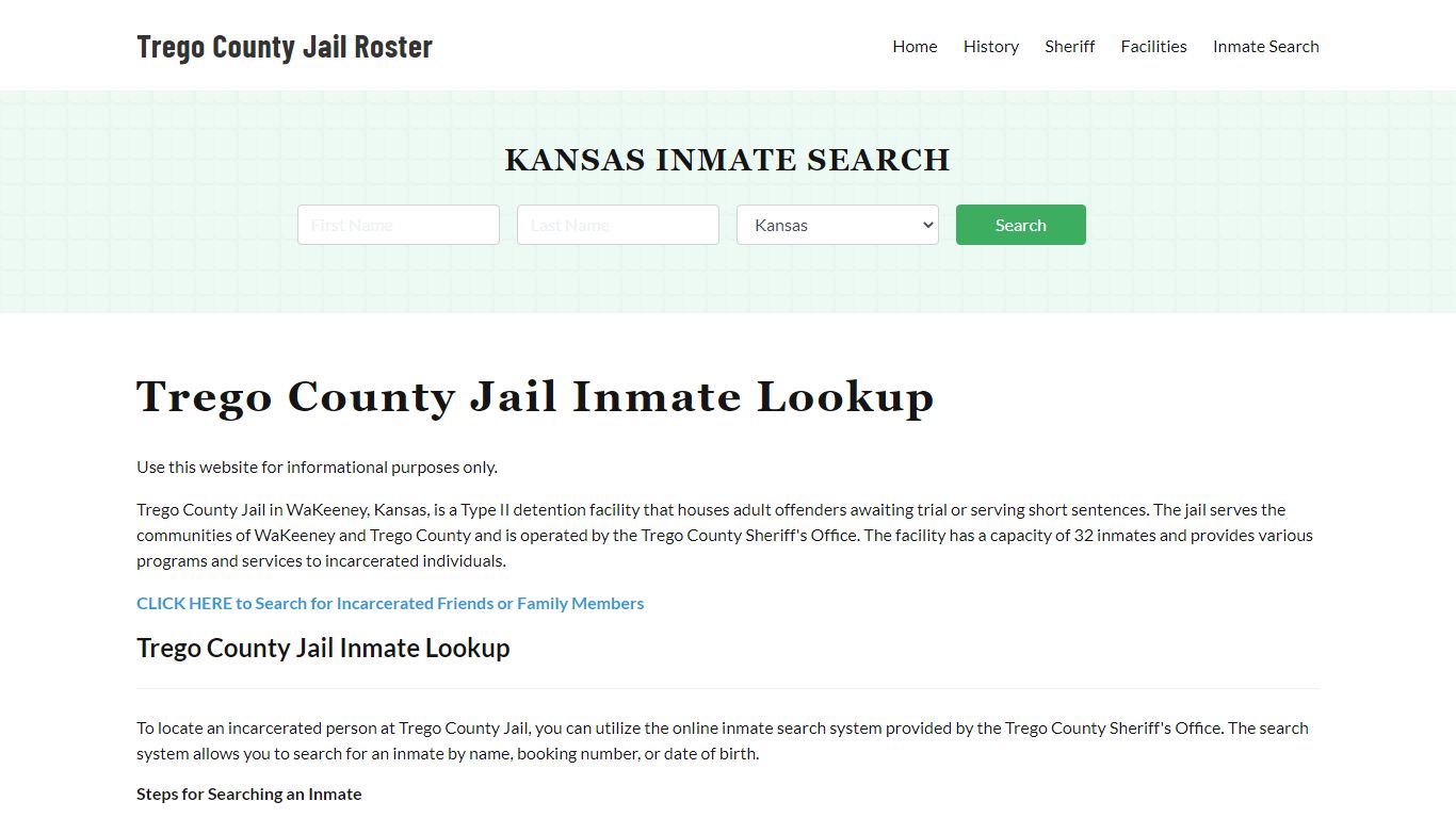 Trego County Jail Roster Lookup, KS, Inmate Search