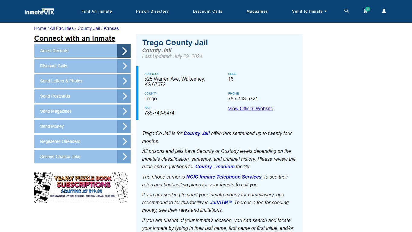 Trego County Jail - Inmate Locator